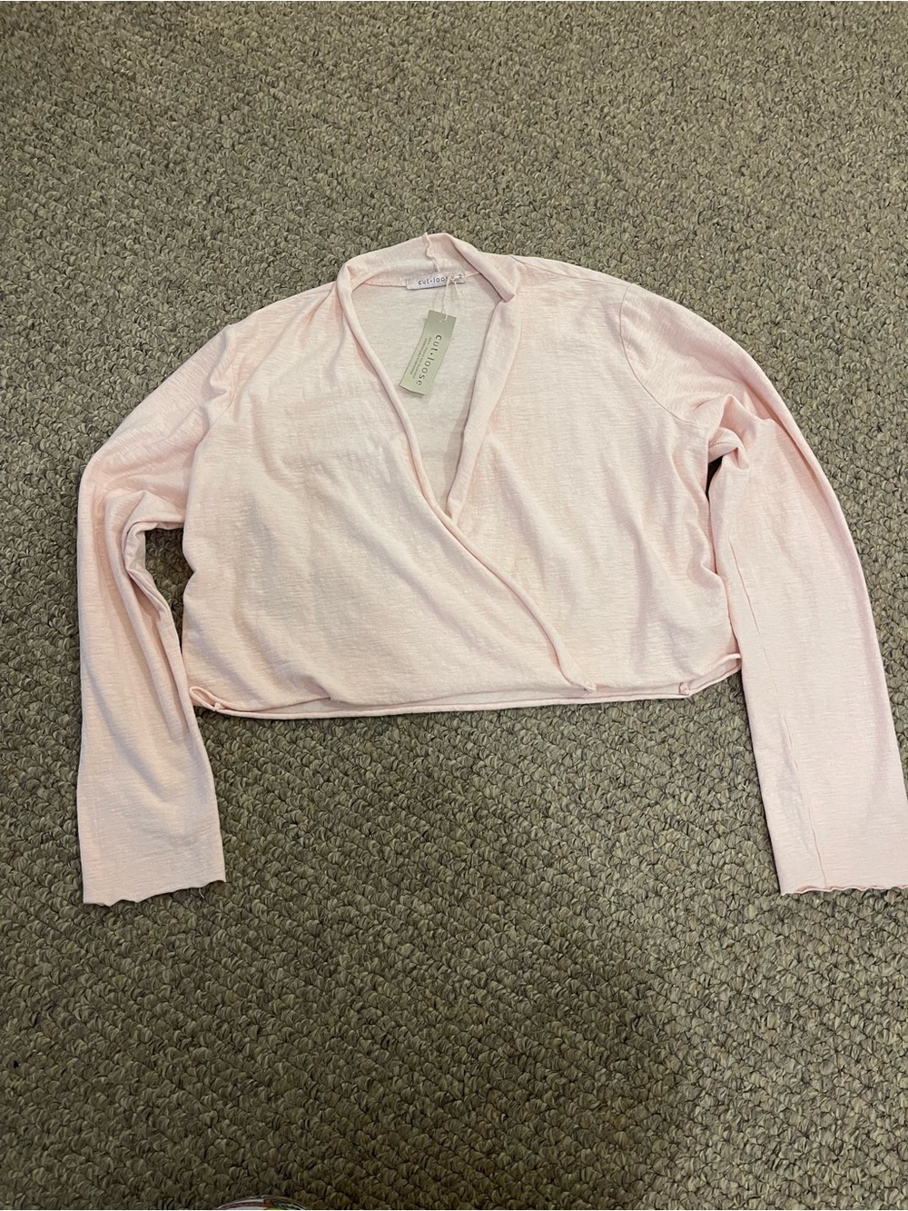 NWT Cut Loose Pink Cotton Linen Natural Fibers Crop Wrap Cardigan USA - Size M - Picture 8 of 11